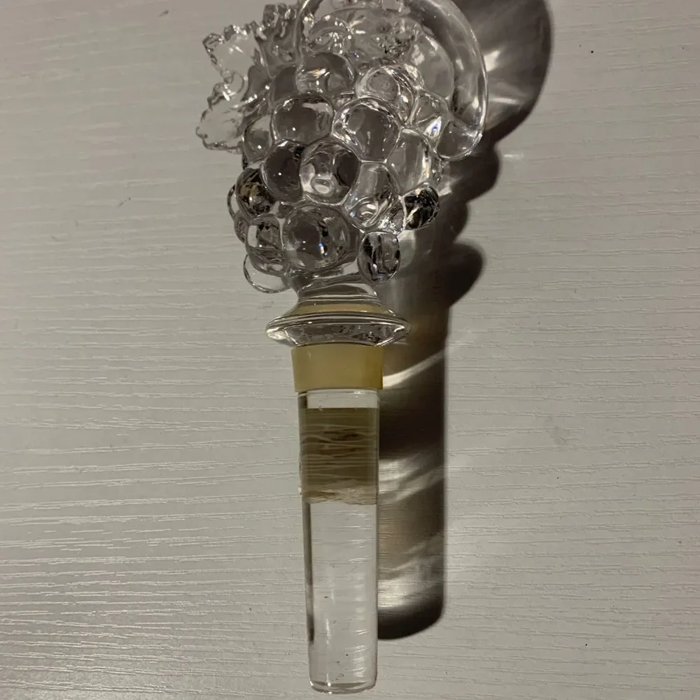 Vintage MIKASA Crystal Glass Wine Bottle Stopper Grape Cluster 6